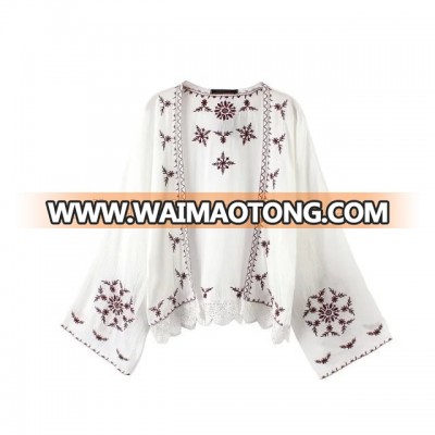 Ladies Autumn Ethnic Embroidery, Woven Kimono Jacket, Loose Linen Ethnic Female Jacket